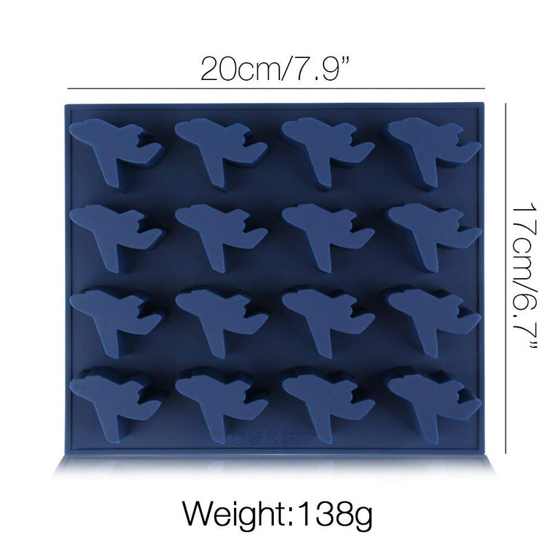 HiParty 16 Cavity Airplane Chocolate Mold, Plane Aircraft Silicone Candy Gummy Mold Chocolate Fondant Mold for Cupcake Decoration Fat Bomb Crayon Melt Mini Soap Ice Cube Trays - Image 2